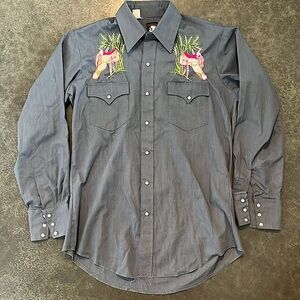 Vintage Karman Western Button Down Shirt with Embroidery